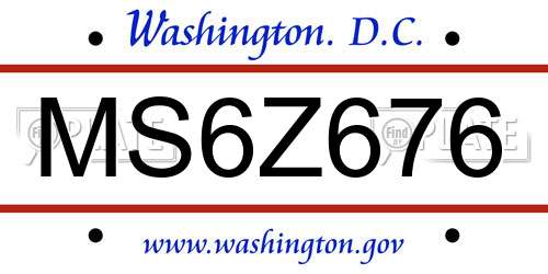 MS6Z676 District Of Columbia License Plate