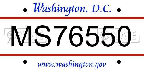 MS76550 District Of Columbia License Plate
