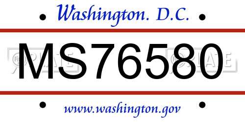 MS76580 District Of Columbia License Plate
