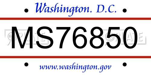 MS76850 District Of Columbia License Plate