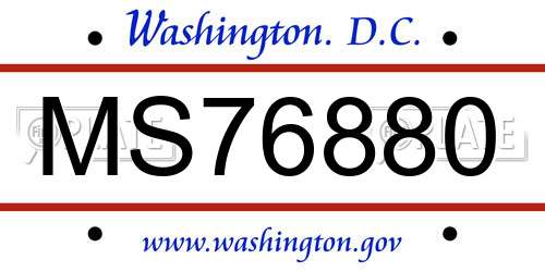 MS76880 District Of Columbia License Plate