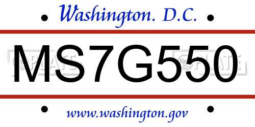 MS7G550 District Of Columbia License Plate