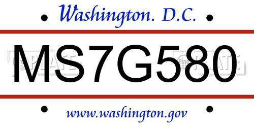 MS7G580 District Of Columbia License Plate