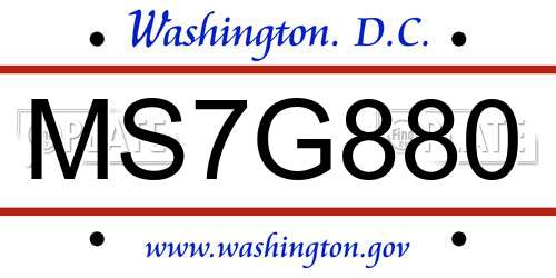 MS7G880 District Of Columbia License Plate