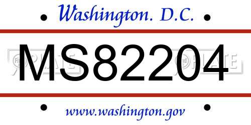 MS82204 District Of Columbia License Plate
