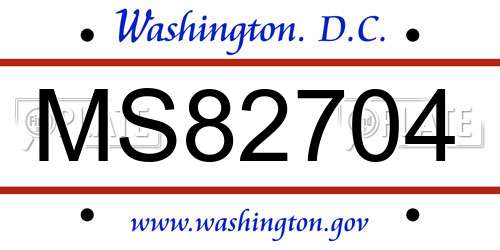 MS82704 District Of Columbia License Plate