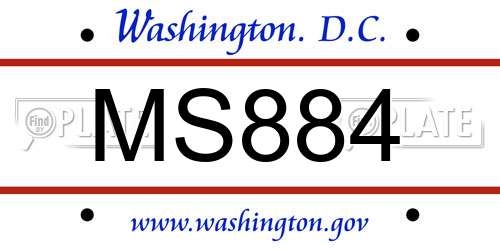 MS884 District Of Columbia License Plate