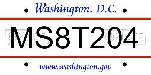 MS8T204 District Of Columbia License Plate
