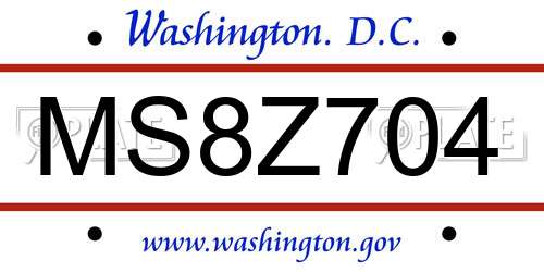 MS8Z704 District Of Columbia License Plate