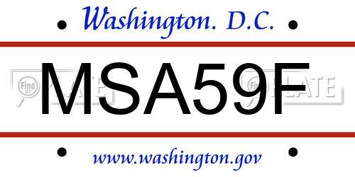 MSA59F District Of Columbia License Plate
