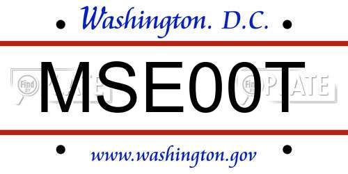 MSE00T District Of Columbia License Plate