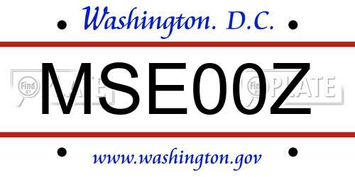 MSE00Z District Of Columbia License Plate