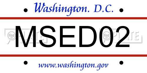 MSED02 District Of Columbia License Plate