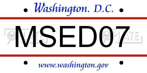 MSED07 District Of Columbia License Plate