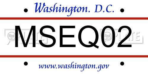 MSEQ02 District Of Columbia License Plate