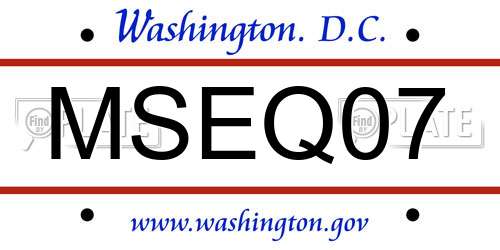 MSEQ07 District Of Columbia License Plate