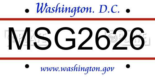 MSG2626 District Of Columbia License Plate