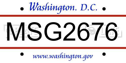 MSG2676 District Of Columbia License Plate