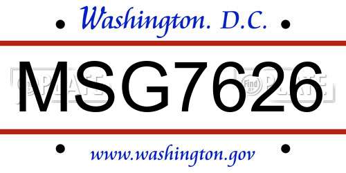 MSG7626 District Of Columbia License Plate