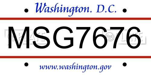 MSG7676 District Of Columbia License Plate