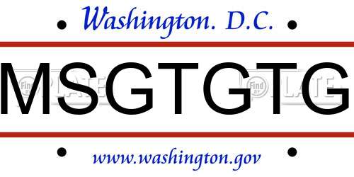 MSGTGTG District Of Columbia License Plate