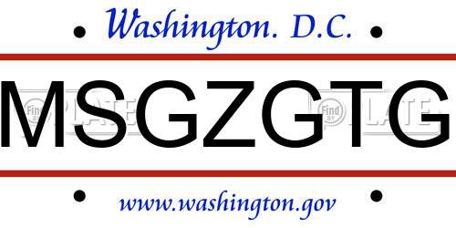 MSGZGTG District Of Columbia License Plate