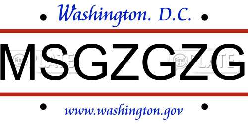 MSGZGZG District Of Columbia License Plate