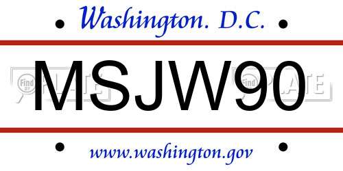 MSJW90 District Of Columbia License Plate