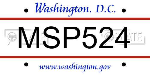 MSP524 District Of Columbia License Plate