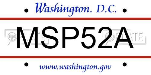 MSP52A District Of Columbia License Plate