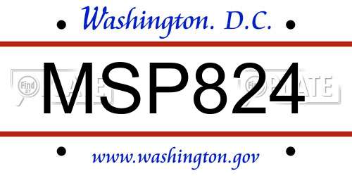 MSP824 District Of Columbia License Plate