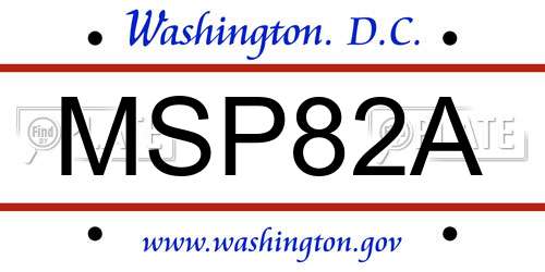 MSP82A District Of Columbia License Plate