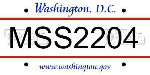 MSS2204 District Of Columbia License Plate
