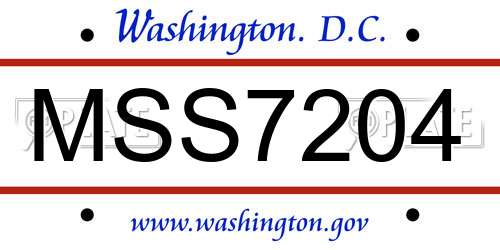 MSS7204 District Of Columbia License Plate
