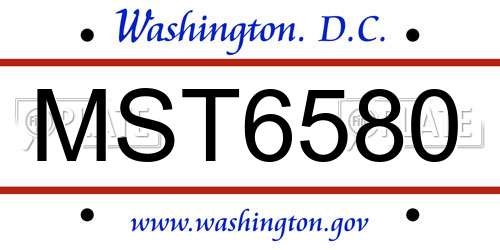 MST6580 District Of Columbia License Plate