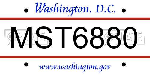 MST6880 District Of Columbia License Plate