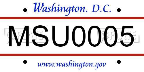 MSU0005 District Of Columbia License Plate