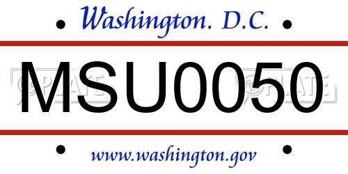 MSU0050 District Of Columbia License Plate