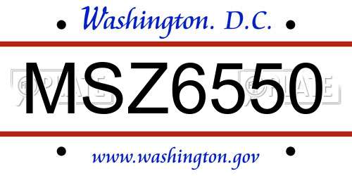 MSZ6550 District Of Columbia License Plate