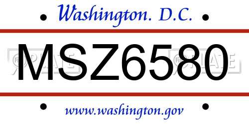 MSZ6580 District Of Columbia License Plate