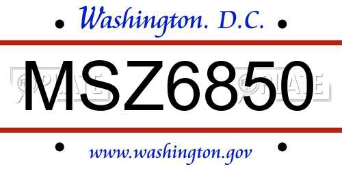 MSZ6850 District Of Columbia License Plate