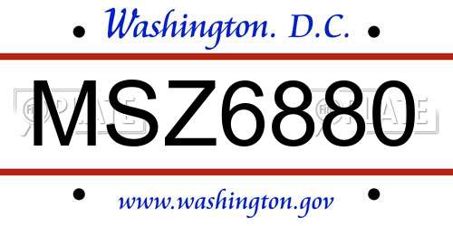 MSZ6880 District Of Columbia License Plate