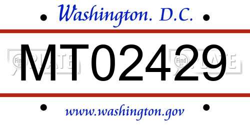 MT02429 District Of Columbia License Plate