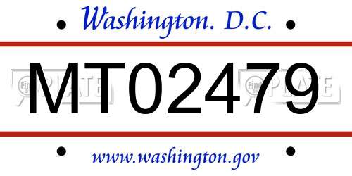 MT02479 District Of Columbia License Plate