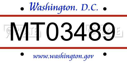 MT03489 District Of Columbia License Plate
