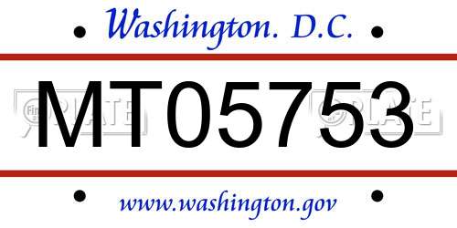 MT05753 District Of Columbia License Plate