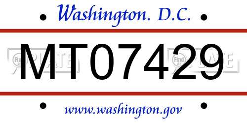 MT07429 District Of Columbia License Plate
