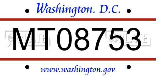 MT08753 District Of Columbia License Plate