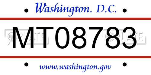 MT08783 District Of Columbia License Plate