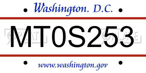 MT0S253 District Of Columbia License Plate